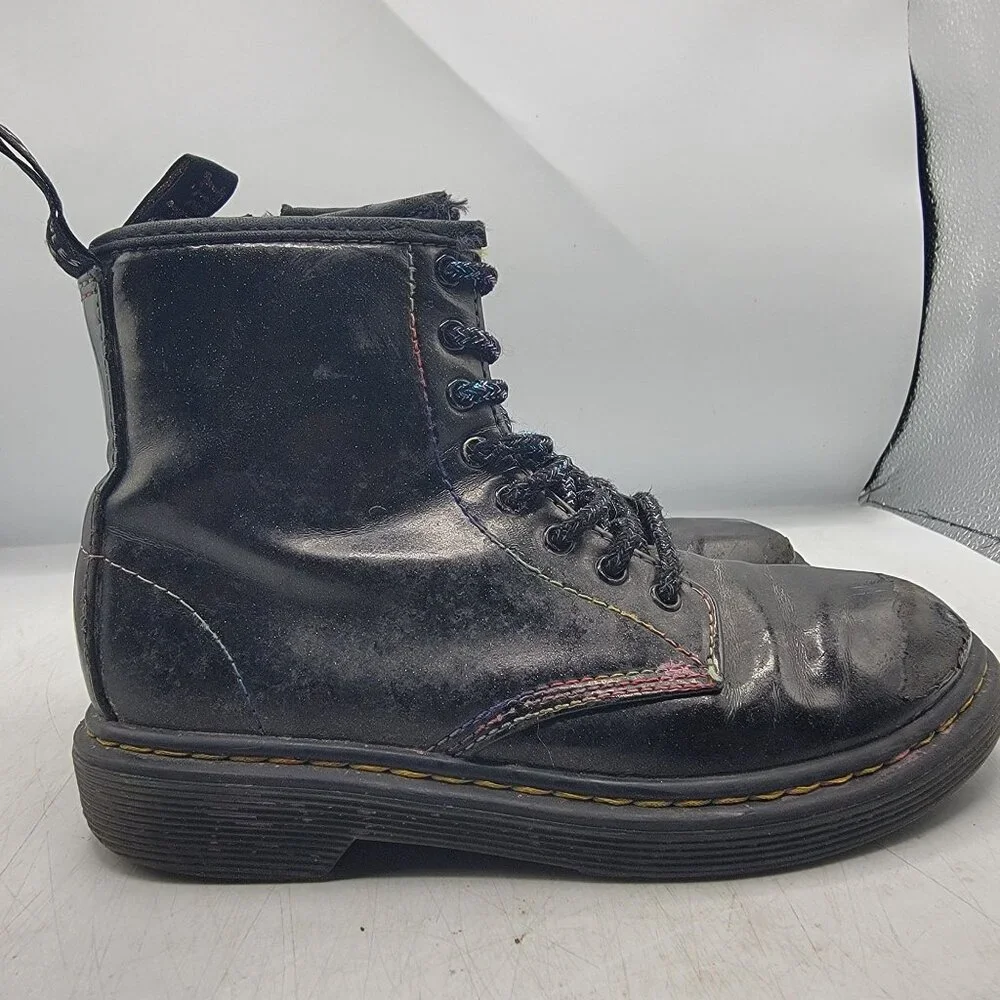 Dr Martens Doc Martens Kids Size 1 Black Sparkle Ray Boots Casual School Comfort